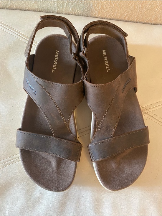 Merrell Shoes - Merrell Women’s Brown Leather Sandals District 4 Luxe Backstrap Size 8